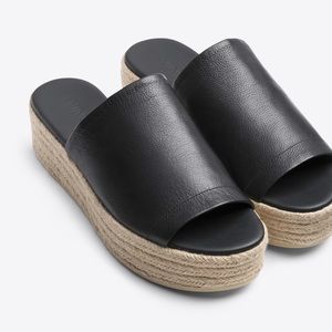 Vince Solana Espadrille Leather Platform Slides